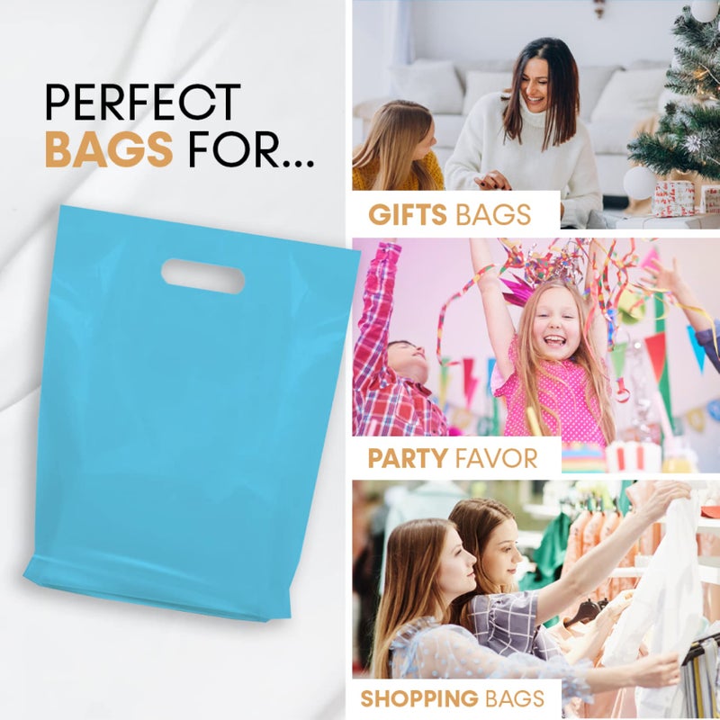 Bags4U Merchandise Bags, Die Cut Handles, Strong, Durable, and Tear Resistant Bags Perfect for Retail, Boutiques, or Any Events, Different sizes and colors (Blue, 9x12 Inch (Pack of 100)) - Image 3